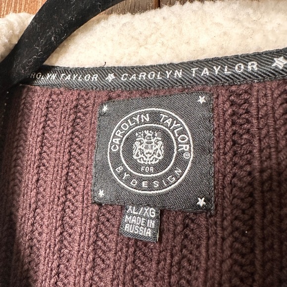 Carolyn Taylor Cotton Blend Sweater Womens Brown Faux Suede Knit Combo Jacket XL - Picture 4 of 9